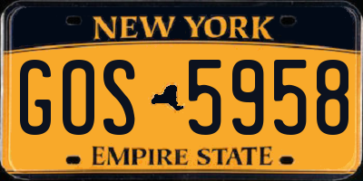 NY license plate GOS5958