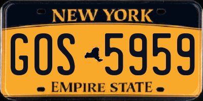 NY license plate GOS5959