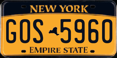 NY license plate GOS5960