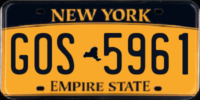 NY license plate GOS5961