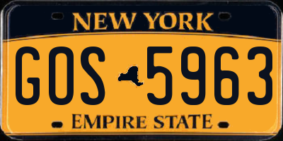 NY license plate GOS5963