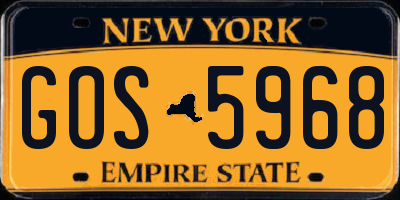 NY license plate GOS5968