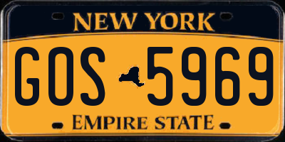 NY license plate GOS5969