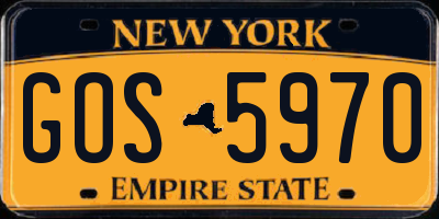 NY license plate GOS5970