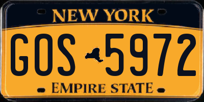 NY license plate GOS5972