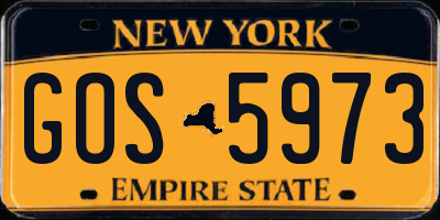 NY license plate GOS5973