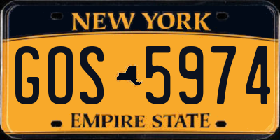 NY license plate GOS5974