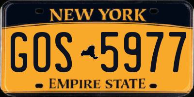 NY license plate GOS5977