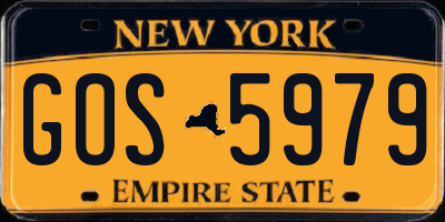 NY license plate GOS5979