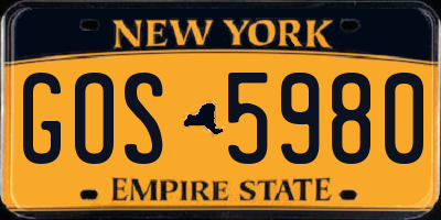NY license plate GOS5980