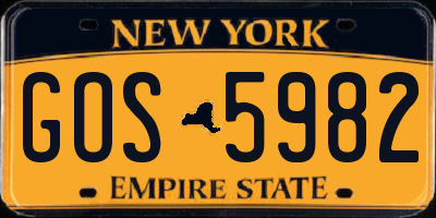 NY license plate GOS5982