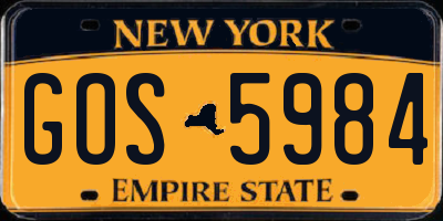 NY license plate GOS5984
