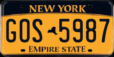 NY license plate GOS5987