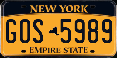 NY license plate GOS5989