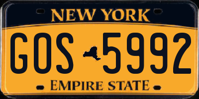 NY license plate GOS5992