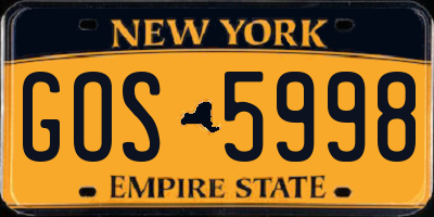 NY license plate GOS5998