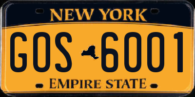NY license plate GOS6001