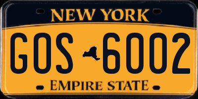 NY license plate GOS6002