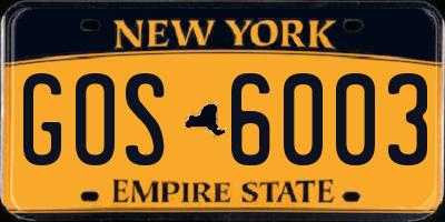 NY license plate GOS6003