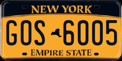 NY license plate GOS6005