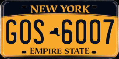 NY license plate GOS6007