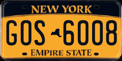 NY license plate GOS6008