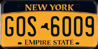 NY license plate GOS6009
