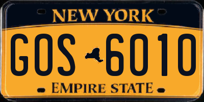 NY license plate GOS6010