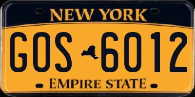 NY license plate GOS6012