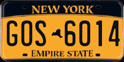 NY license plate GOS6014