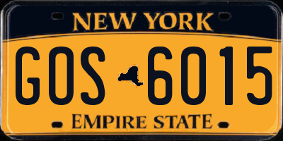 NY license plate GOS6015