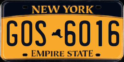 NY license plate GOS6016