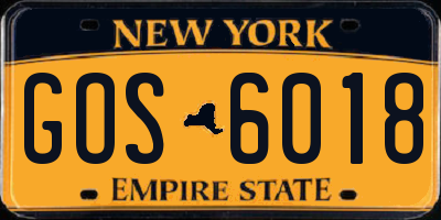 NY license plate GOS6018