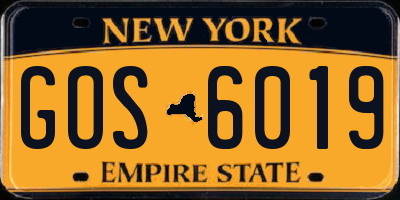 NY license plate GOS6019