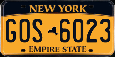 NY license plate GOS6023