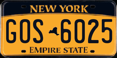 NY license plate GOS6025