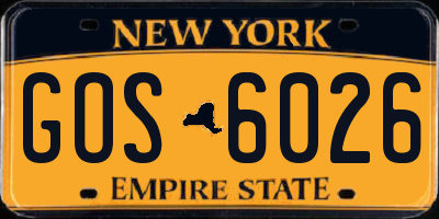 NY license plate GOS6026