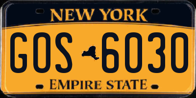 NY license plate GOS6030