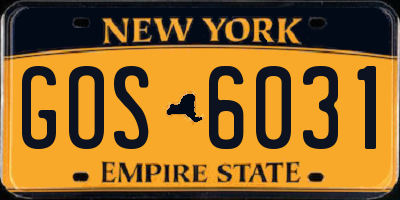 NY license plate GOS6031