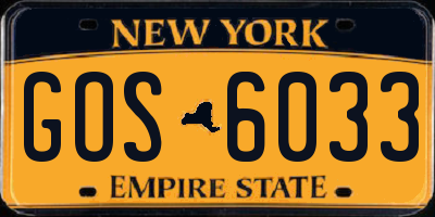 NY license plate GOS6033