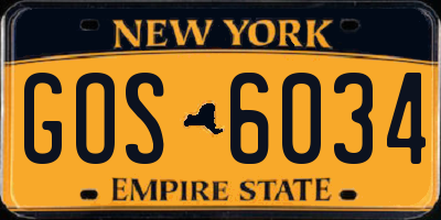NY license plate GOS6034