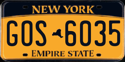 NY license plate GOS6035