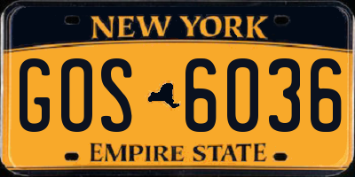 NY license plate GOS6036