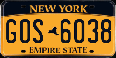 NY license plate GOS6038
