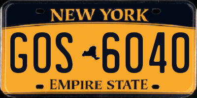 NY license plate GOS6040