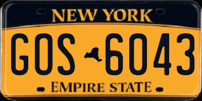 NY license plate GOS6043