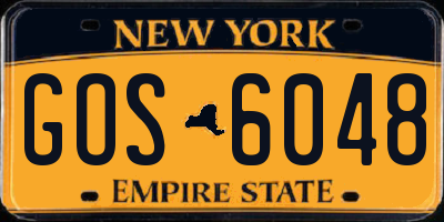 NY license plate GOS6048