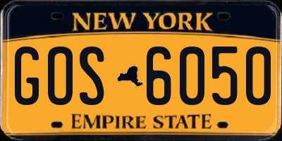 NY license plate GOS6050