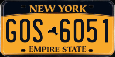 NY license plate GOS6051