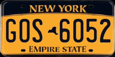 NY license plate GOS6052